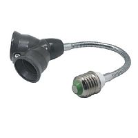 Патрон-переходник гибкий Ecola Base Е27/2хЕ27 150мм Черный картинка 